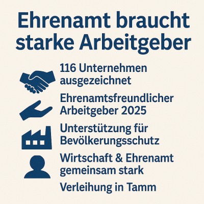 Land zeichnet 116 ehrenamtsfreundliche Arbeitgeber in Baden-Württemberg aus